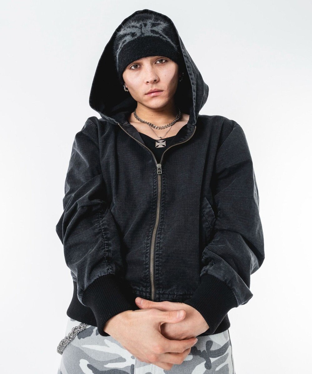 WEGO 【ユニセックス着用ITEM】リップストップフードブルゾン 