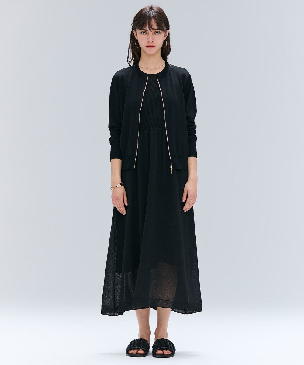 BEIGE， 【洗える】NADIA / レザーラインジップカーディガン 