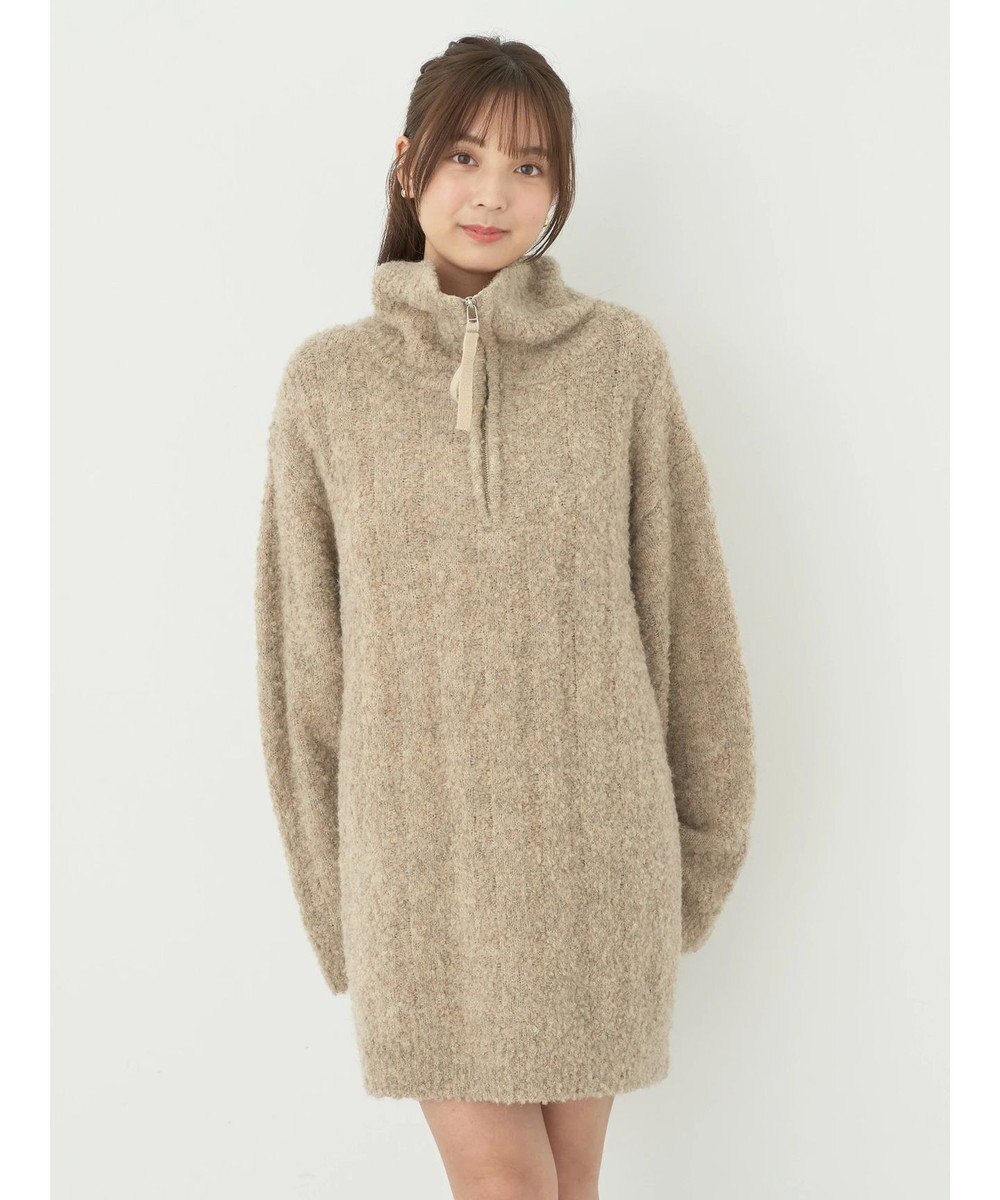 earth music&ecology ブークレハーフジップミニワンピース 