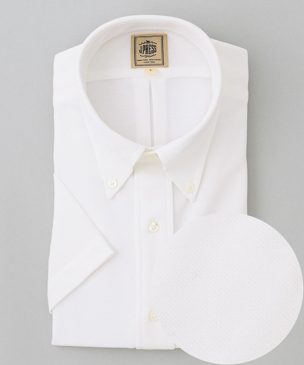 J.PRESS MEN 酷暑の清潔感もこれ一枚で【吸水速乾 / 抗菌防臭 / 防シワ】【J.PRESS OXFORD JERSEY】カノコインレイ半袖 シャツ / B.D. 