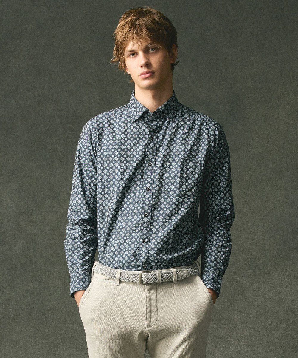 JOSEPH ABBOUD 【キングサイズ・柔らか】ファインパターンプリント シャツ 