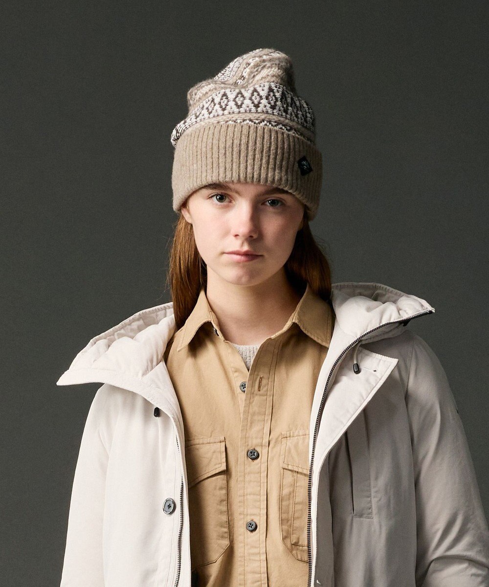 JOSEPH ABBOUD MOUNTAIN ラム×モールジャカード ニットキャップ 