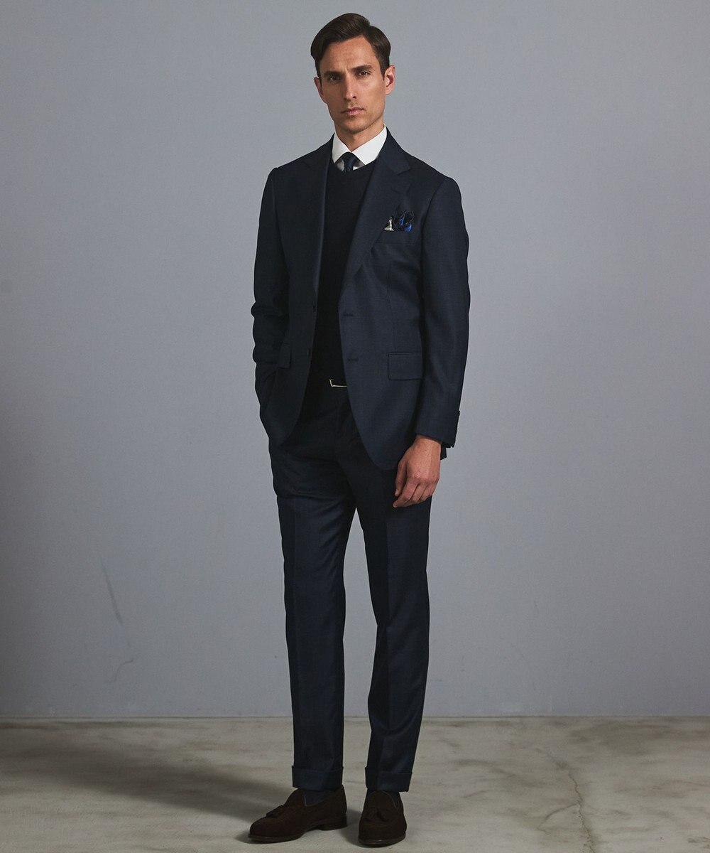 GOTAIRIKU オリジナル設計【洗える/チクチクしにくい/ピリングしにくい】イタリア糸 ハイゲージ Ｖネックニット_WOOL100% 