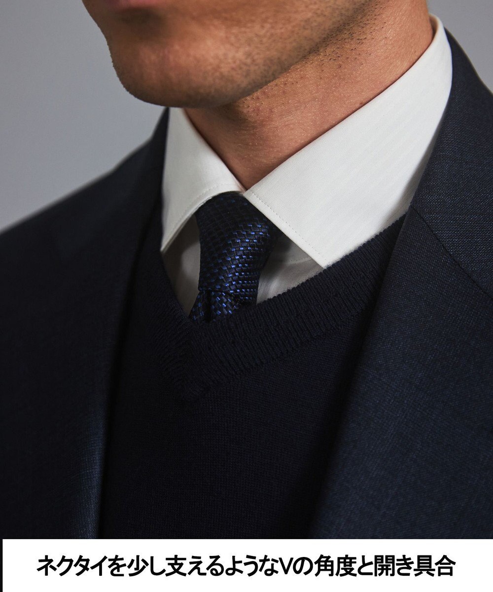 GOTAIRIKU オリジナル設計【洗える/チクチクしにくい/ピリングしにくい】イタリア糸 ハイゲージ Ｖネックニット_WOOL100% 