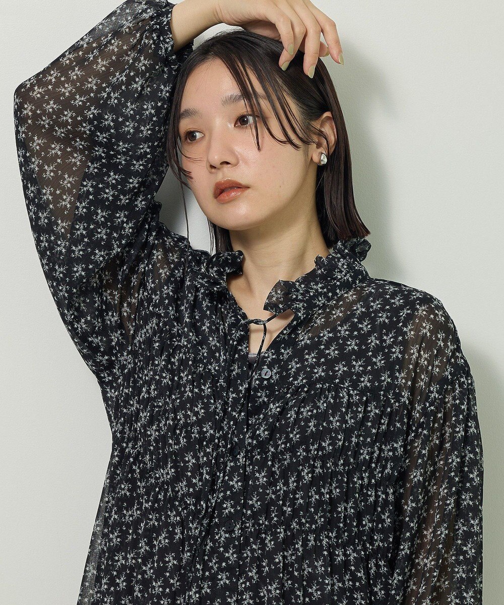 Green Parks 花柄シフォン楊柳ワンピース 