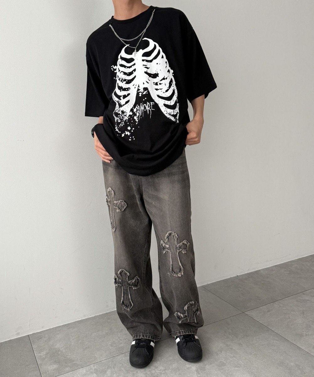 WEGO クロスモチーフオーバーダイバギーパンツ 