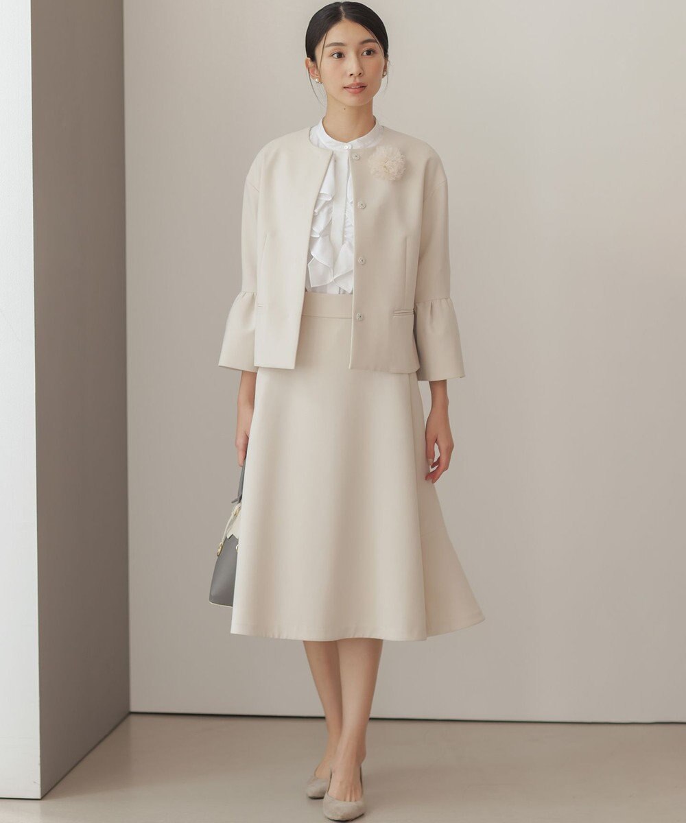 組曲 【KUMIKYOKU NAVY】コットンタッチシャーティングラッフルフレア ブラウス 