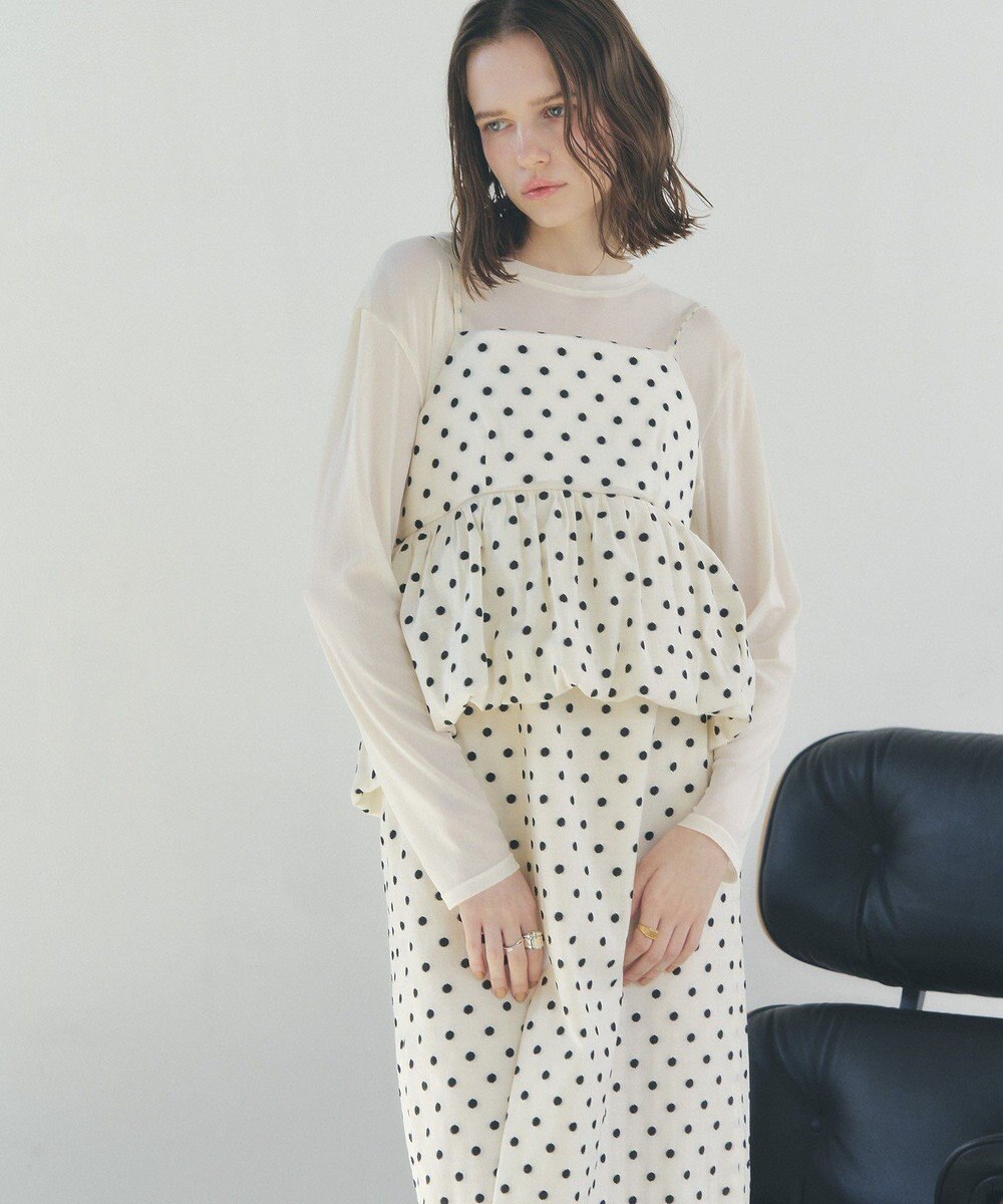 YECCA VECCA ドット柄バルーンキャミワンピース 