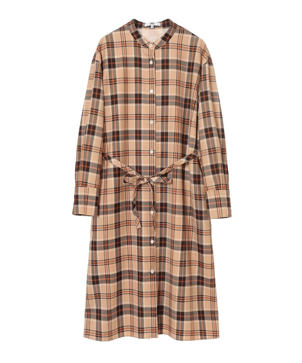 DAKS タータンチェック バンドカラーワンピース 