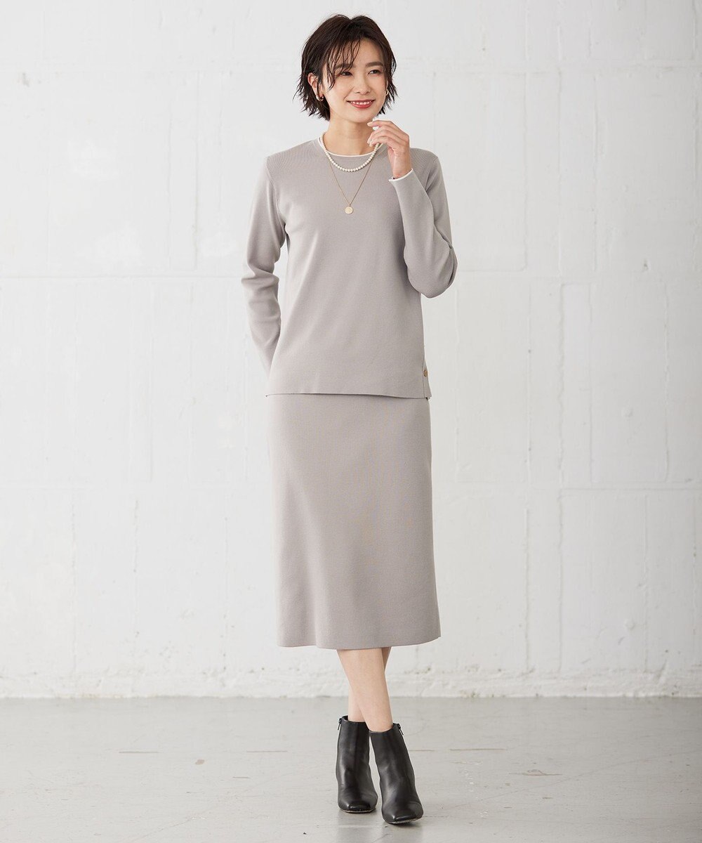 J.PRESS LADIES 【洗える】 レーヨンストレッチフルニードル ニット 