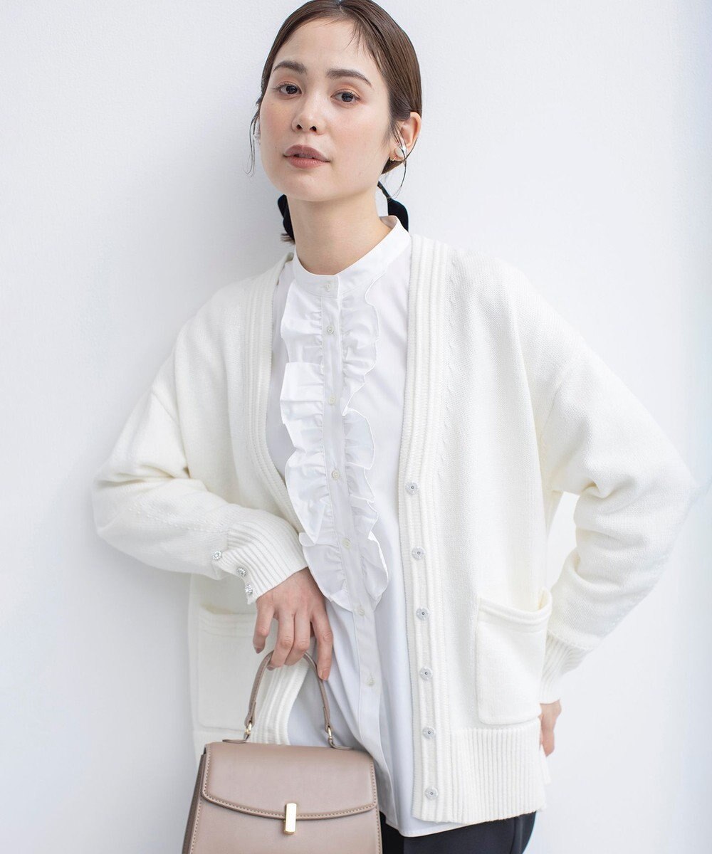 組曲 コンパクトシャーティング フリルブラウス 