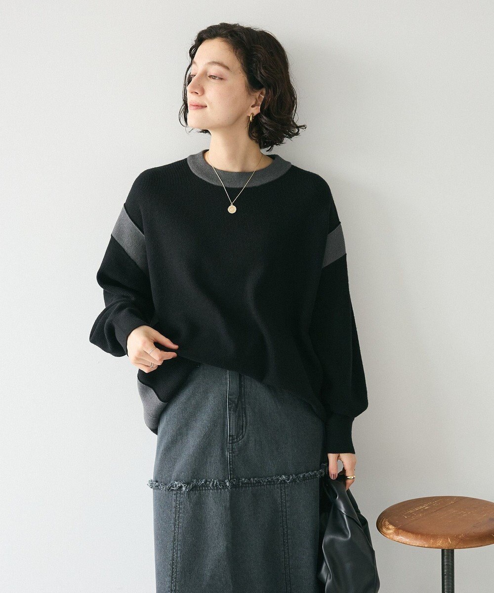 CRAFT STANDARD BOUTIQUE 洗える/とてもち配色ニットプルオーバー/24AW 