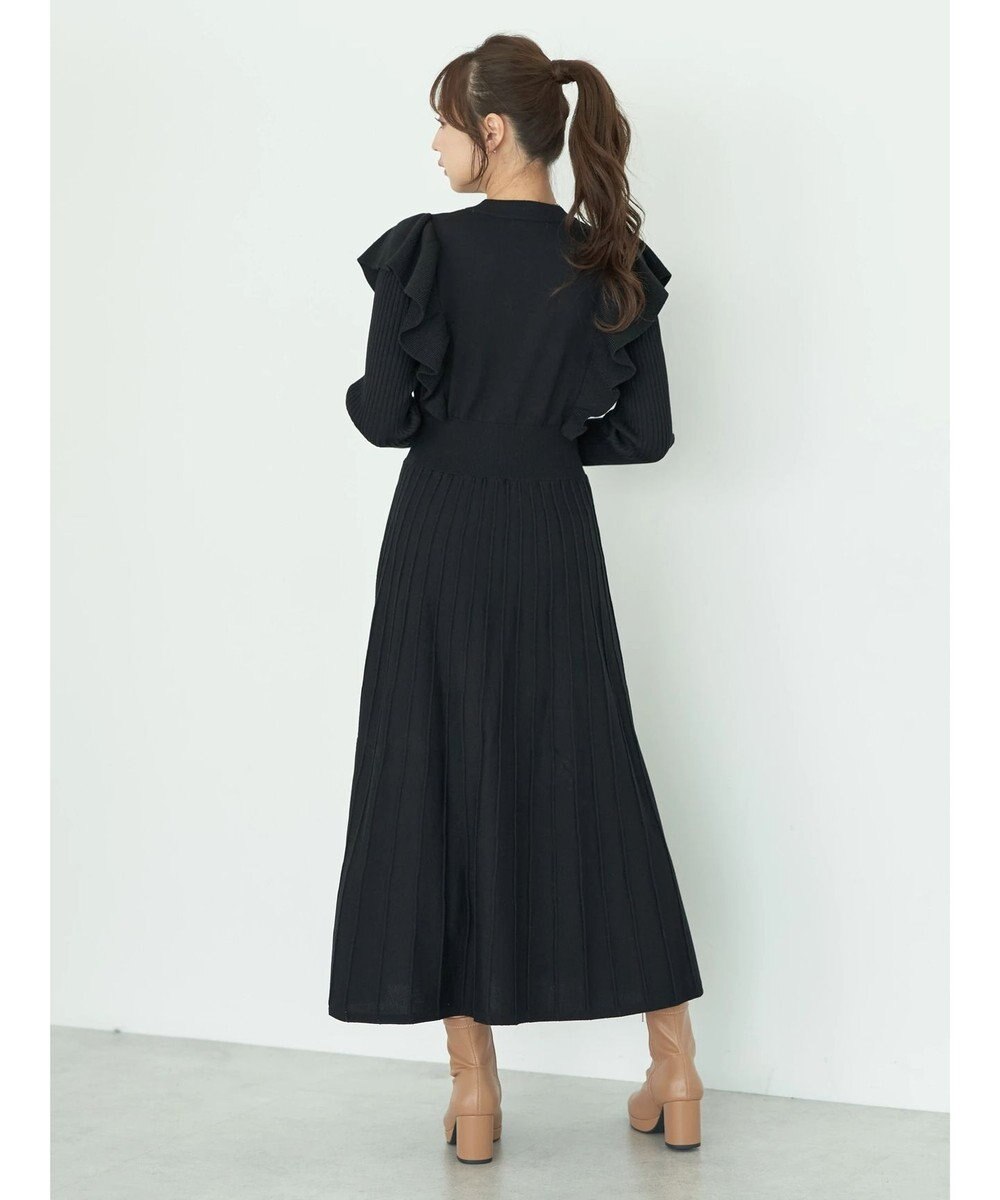 earth music&ecology ショルダーフリルニットワンピース 