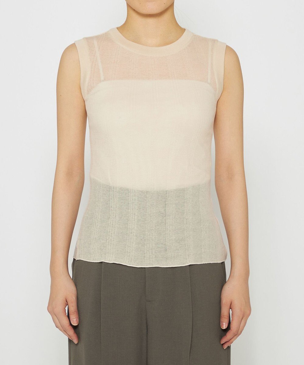 uncrave 【手洗い可】シアー ランダムリブ ノースリーブ カットソー（uncrave STANDARD） 