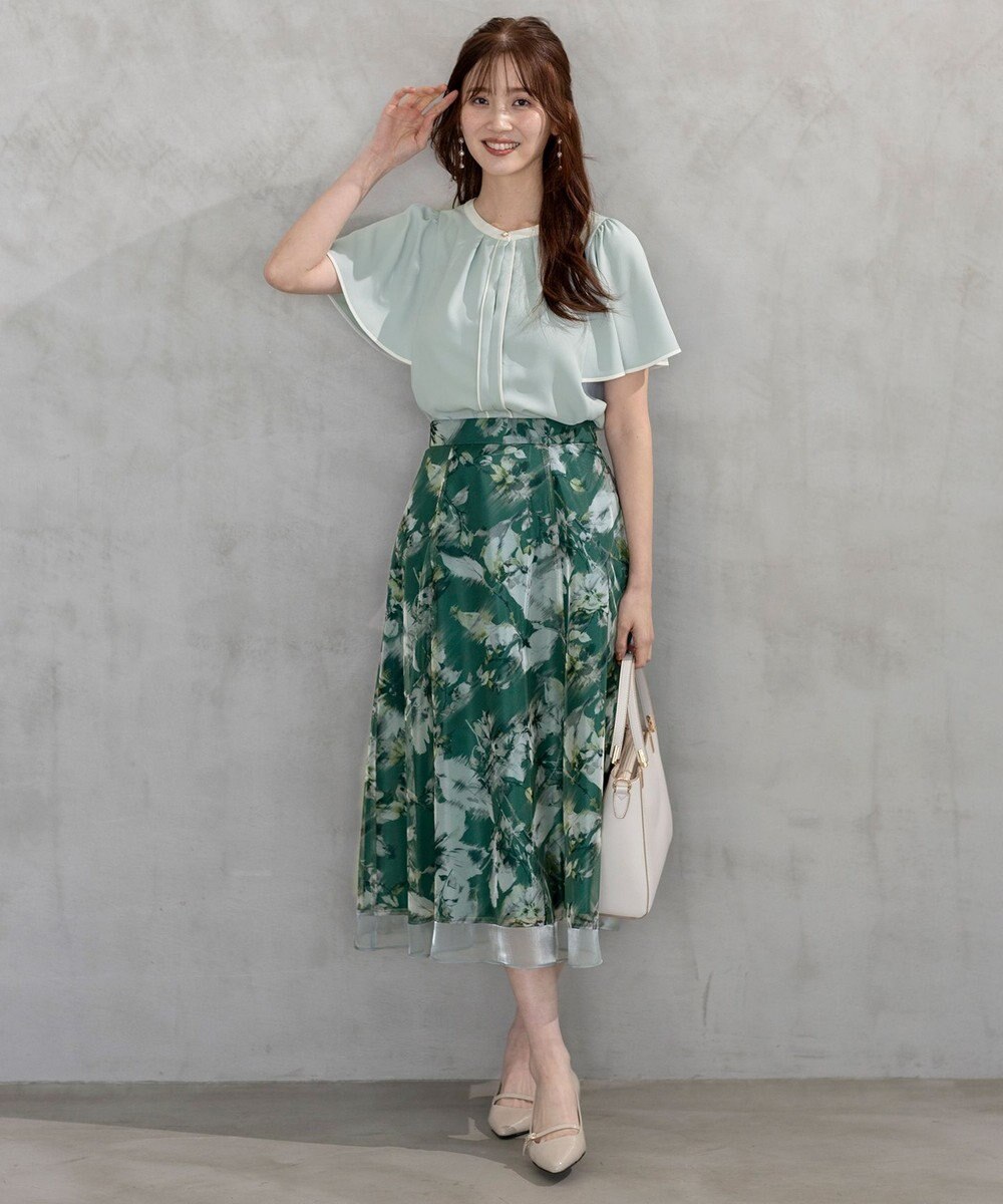 ANY SIS S 【洗える】バイカラーフレア ブラウス 