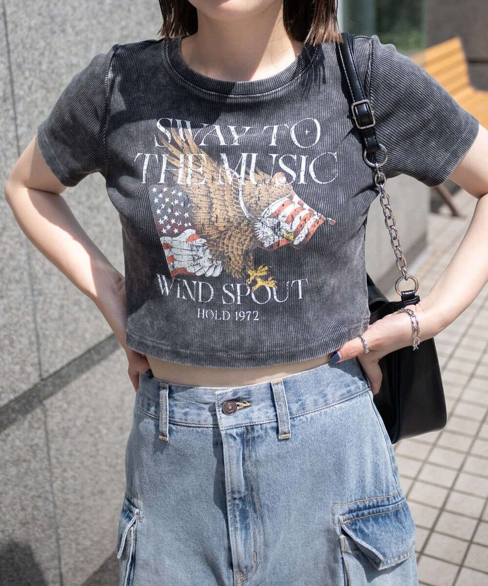 WEGO ヴィンテージウォッシュグラフィックリブT 