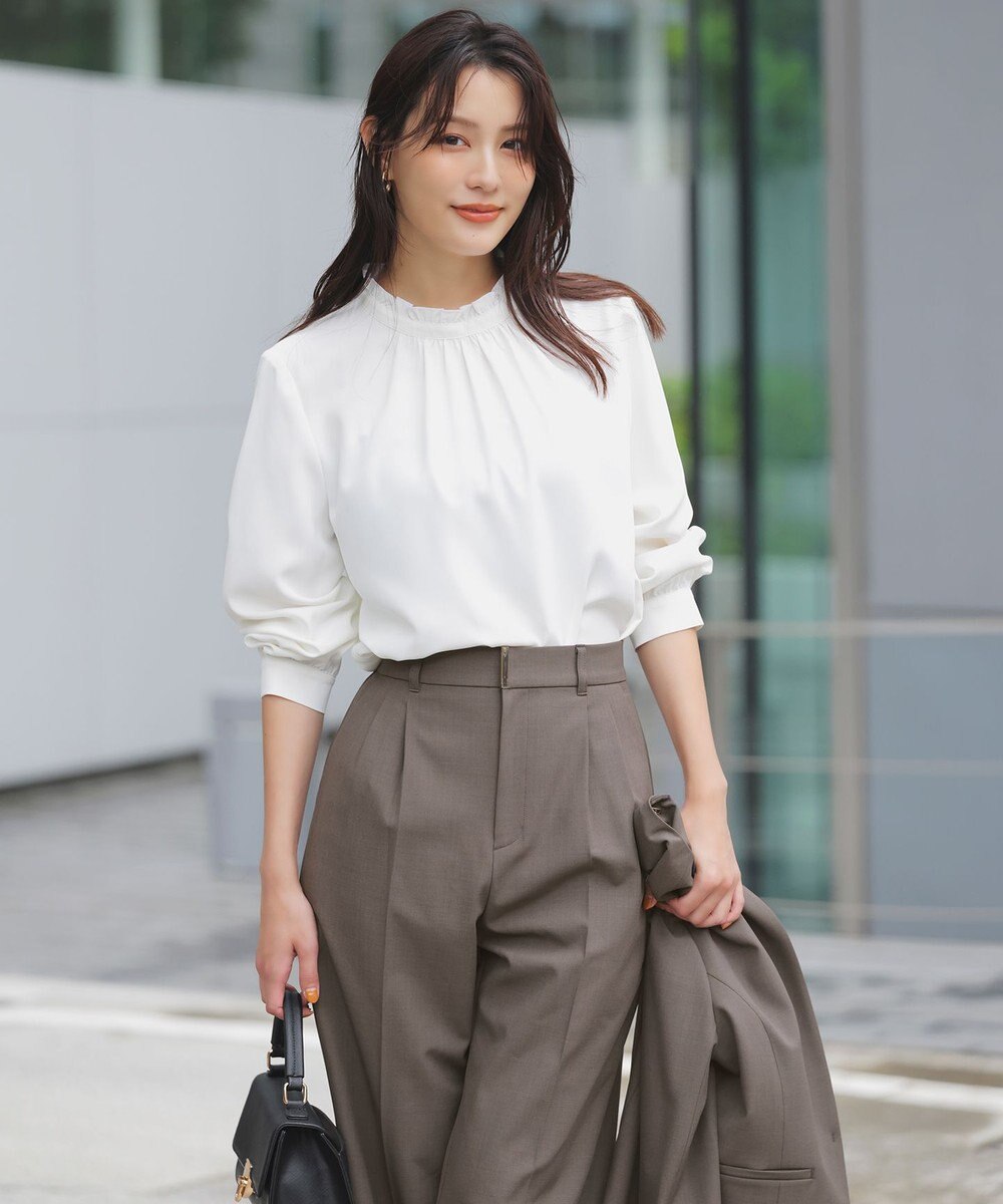 ANY SIS 【洗える】フリルネックスタンド ブラウス 