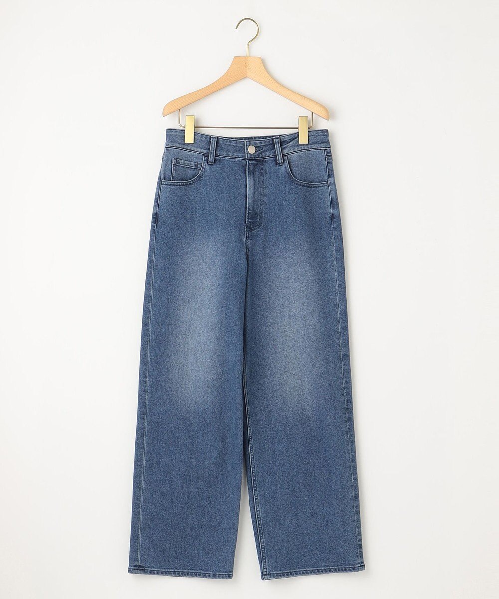 組曲 L 【ストレッチ】ミッドデニム ワイドストレートパンツ 