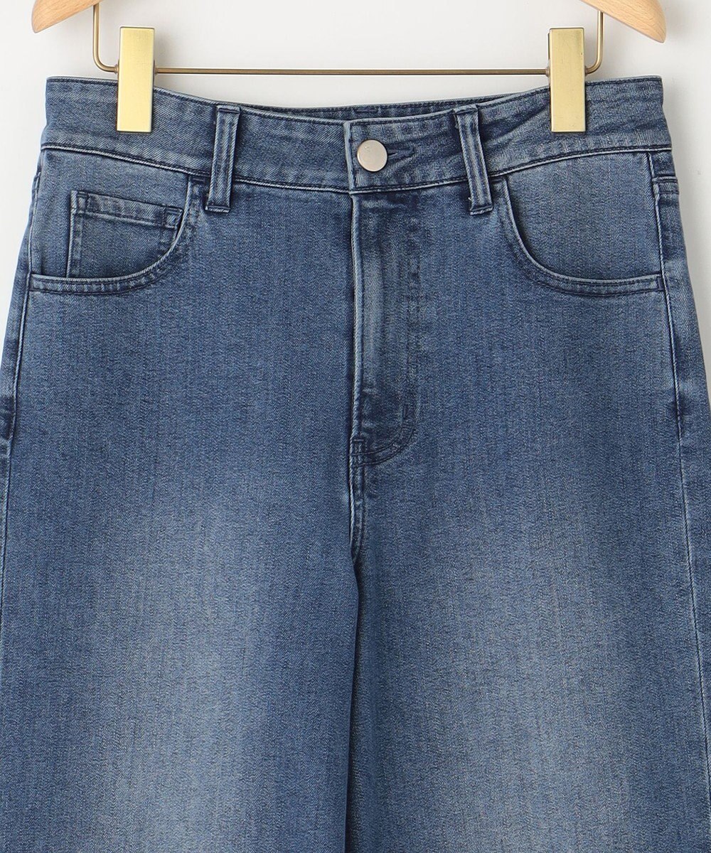 組曲 L 【ストレッチ】ミッドデニム ワイドストレートパンツ 