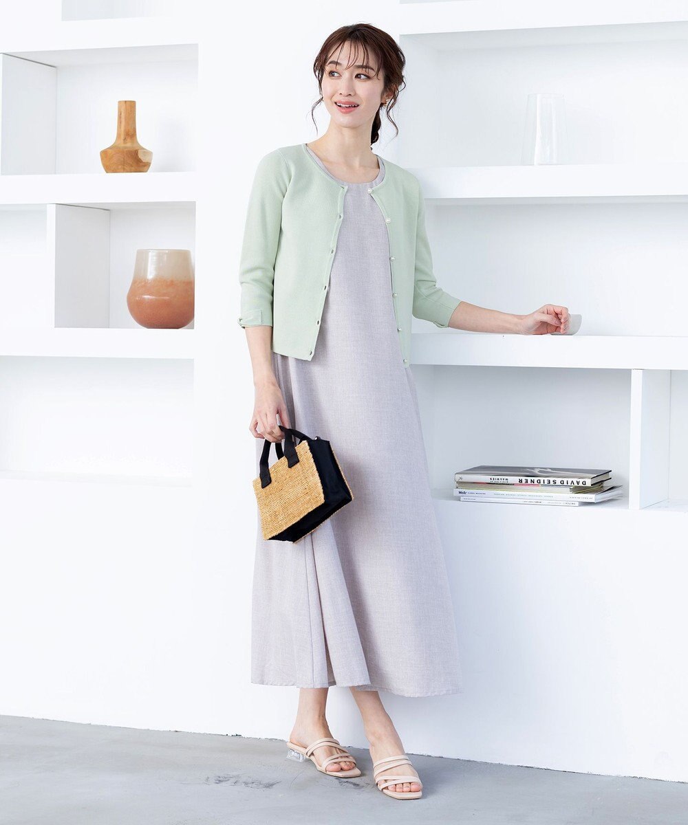 Tiaclasse L 【洗える】ミラノリブ編みが大人上品なリボンニットカーディガン 