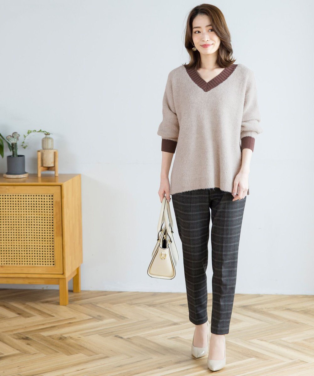 Tiaclasse 【洗える】表情豊かなメランジニットVネックトップス 