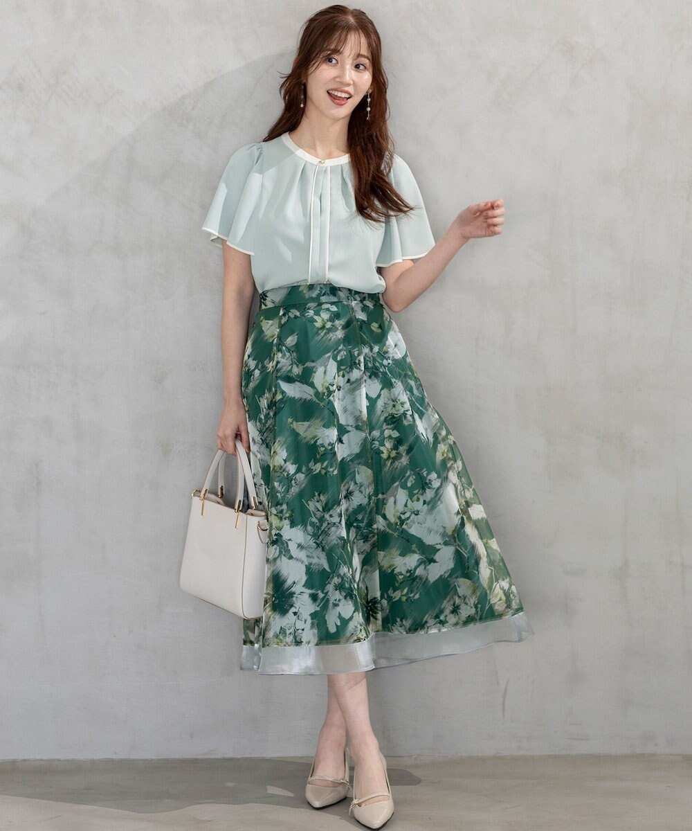 ANY SIS 【洗える】バイカラーフレア ブラウス 