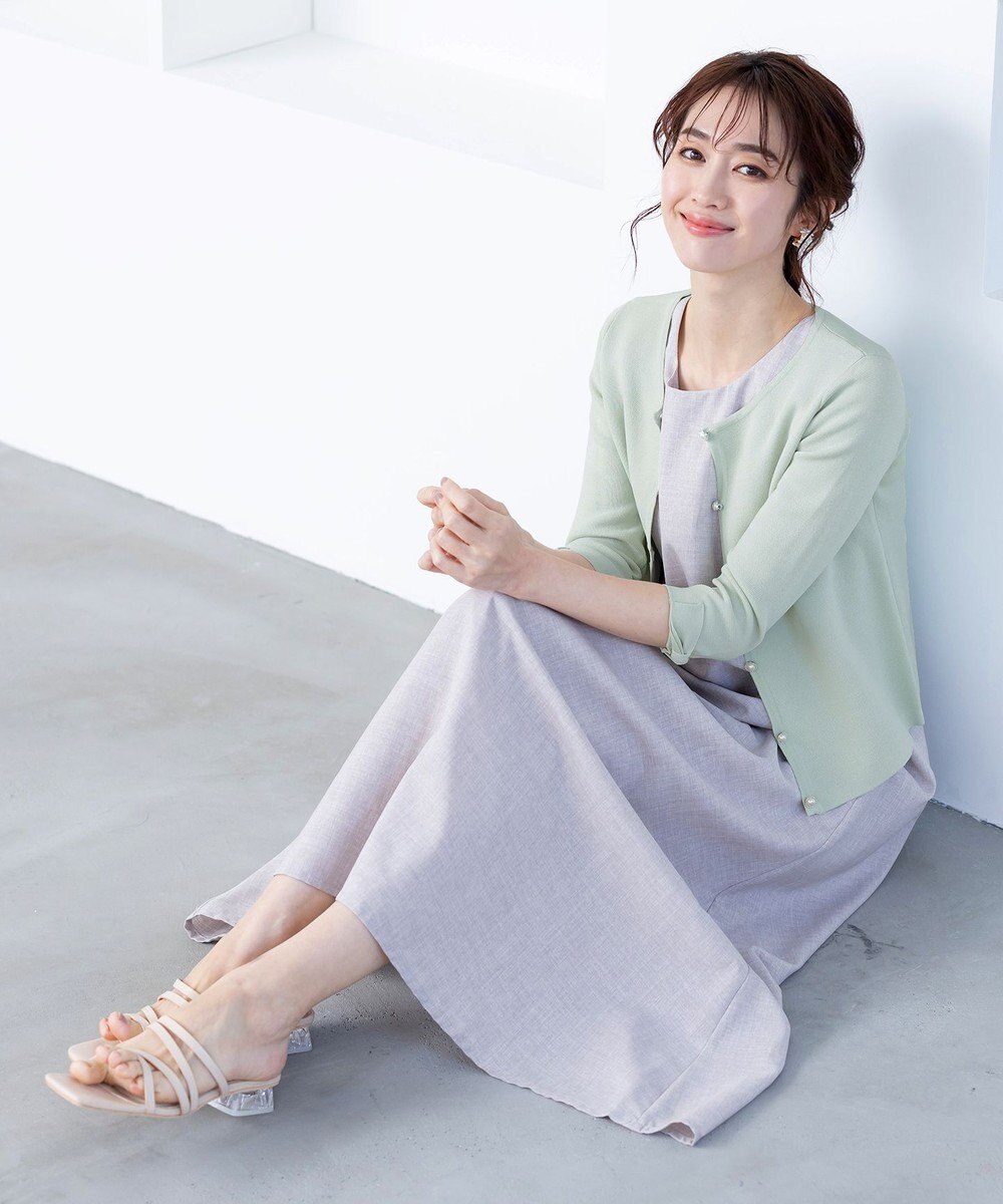 Tiaclasse L 【洗える】ミラノリブ編みが大人上品なリボンニットカーディガン 