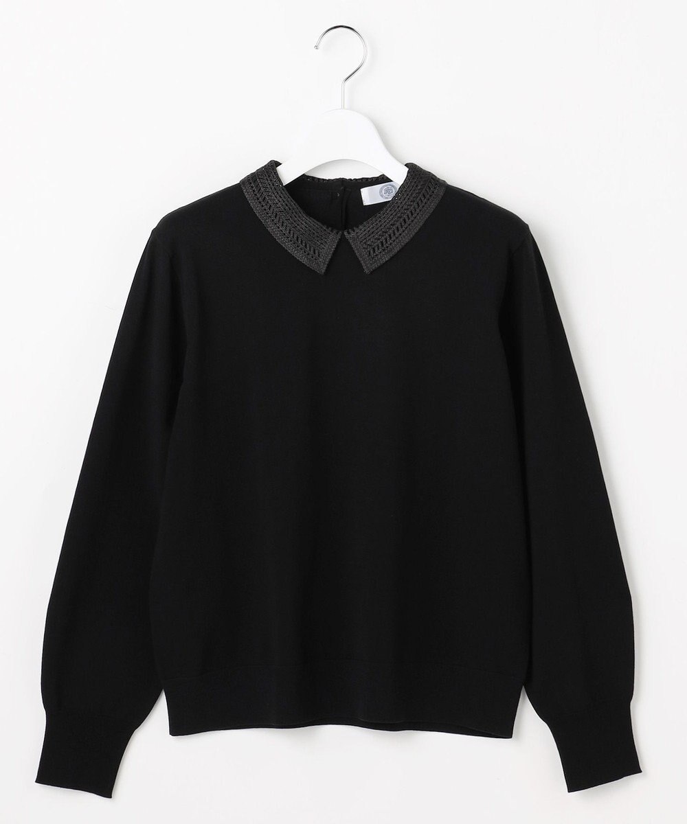 J.PRESS LADIES L レーヨンストレッチ 刺繡襟 ニット 