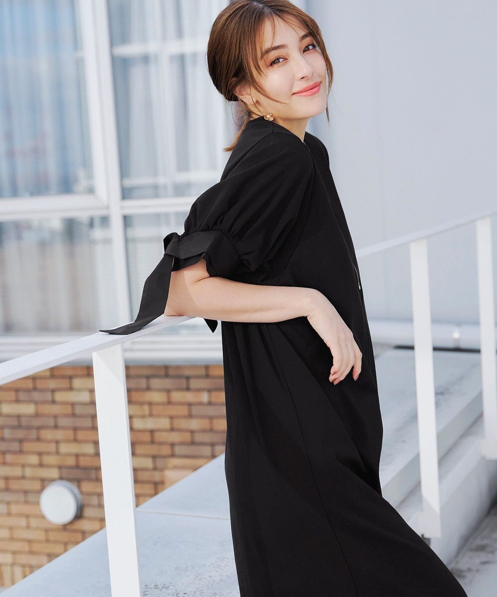 Tiaclasse 【洗える】デザインカフス付きマキシカットソーワンピース 