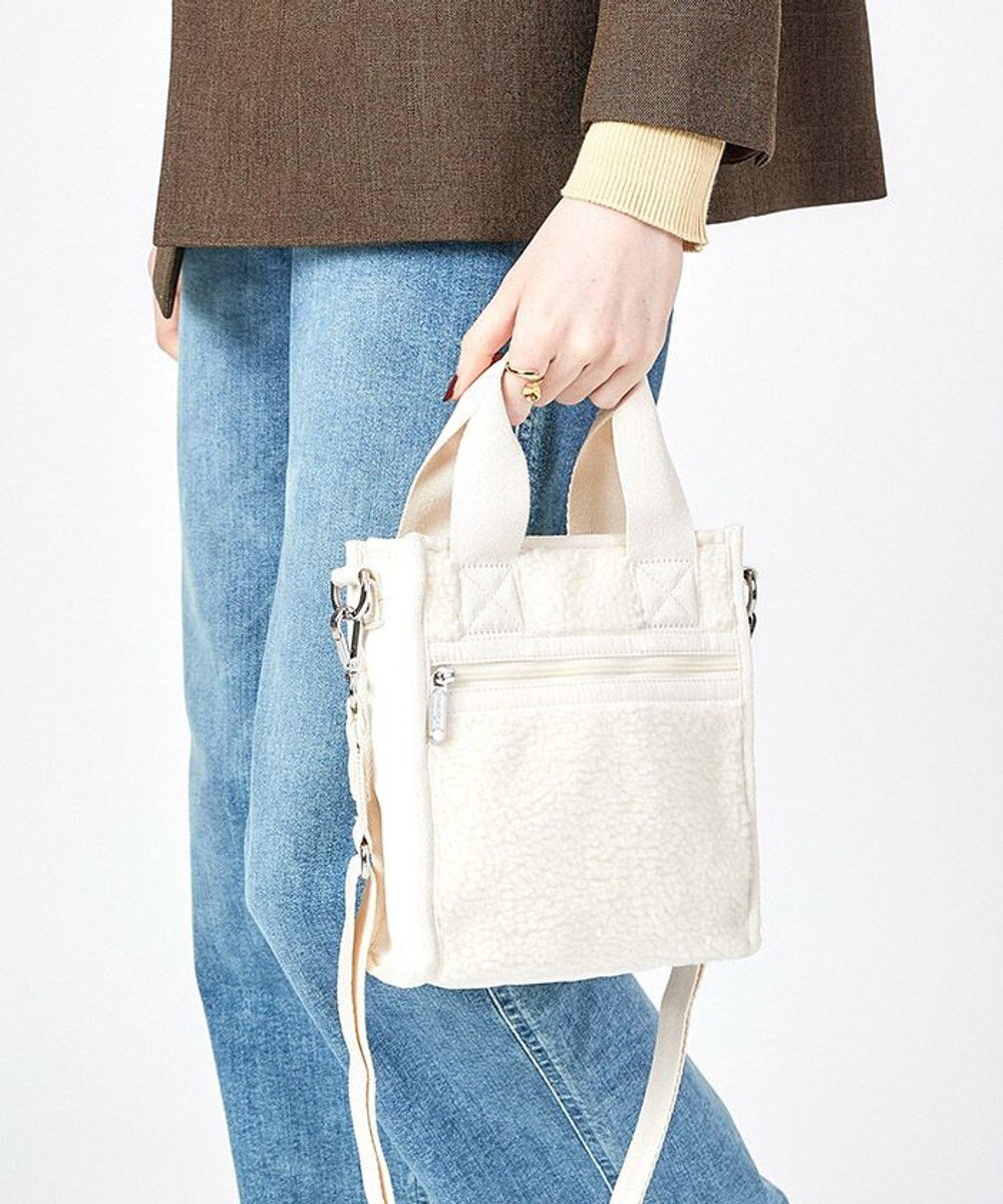 LeSportsac DENIM MINI N/S TOTE/ホワイトデニム/クリームシェルパ 