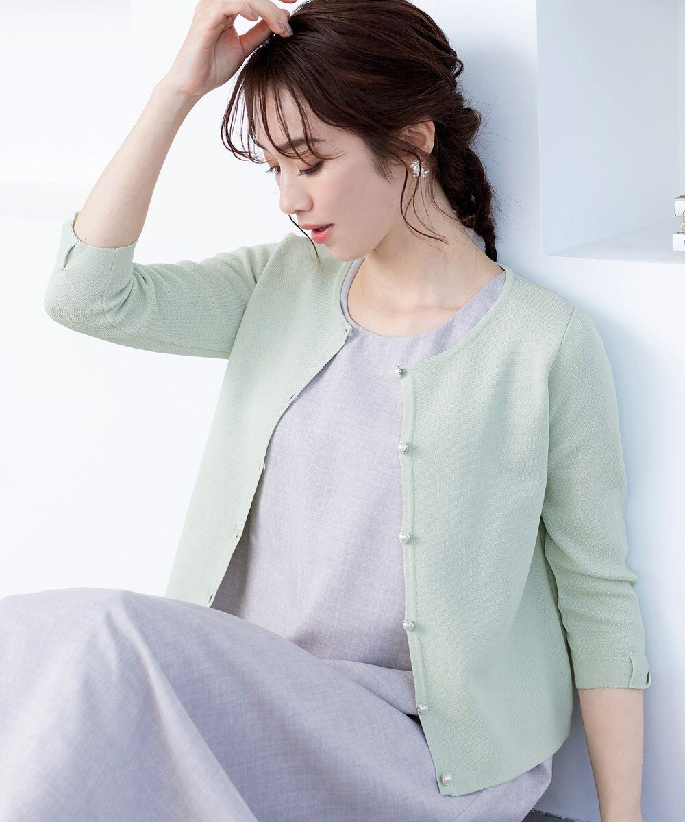 Tiaclasse L 【洗える】ミラノリブ編みが大人上品なリボンニットカーディガン 