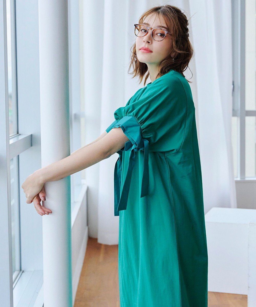 Tiaclasse 【洗える】デザインカフス付きマキシカットソーワンピース 