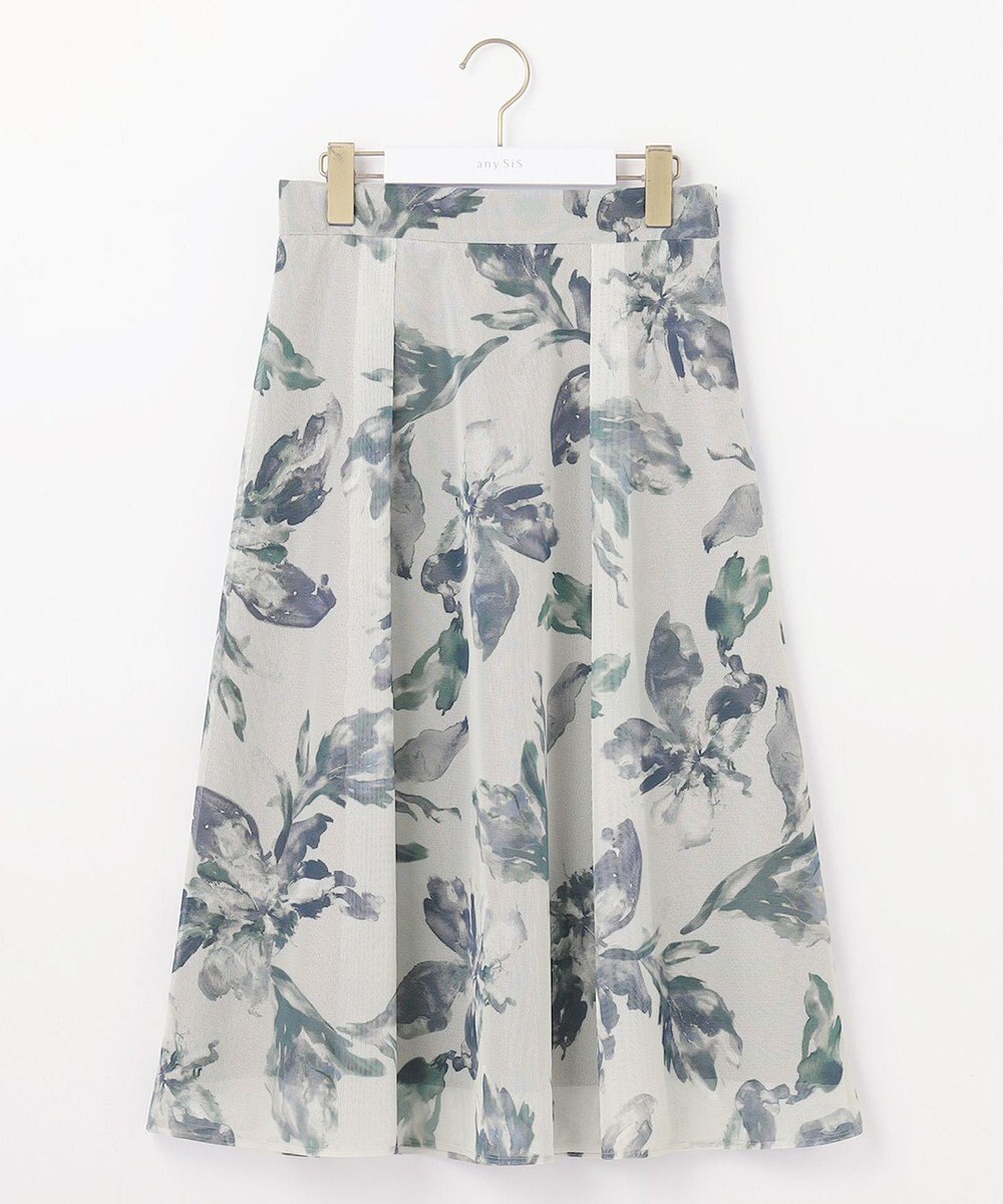 ANY SIS L 【洗える】メッシュフラワープリント スカート 