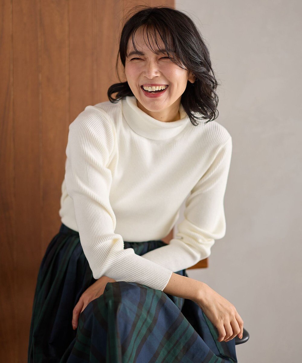 ANY L 【洗濯機可】ウォームニットリブタートルネック 