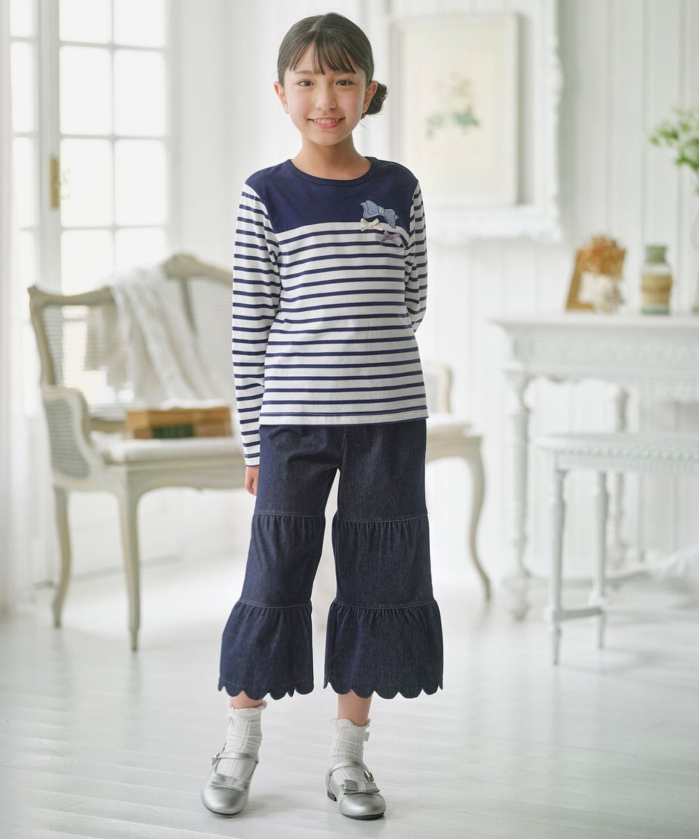 組曲 KIDS 【150-160㎝】リボンボーダー Tシャツ 