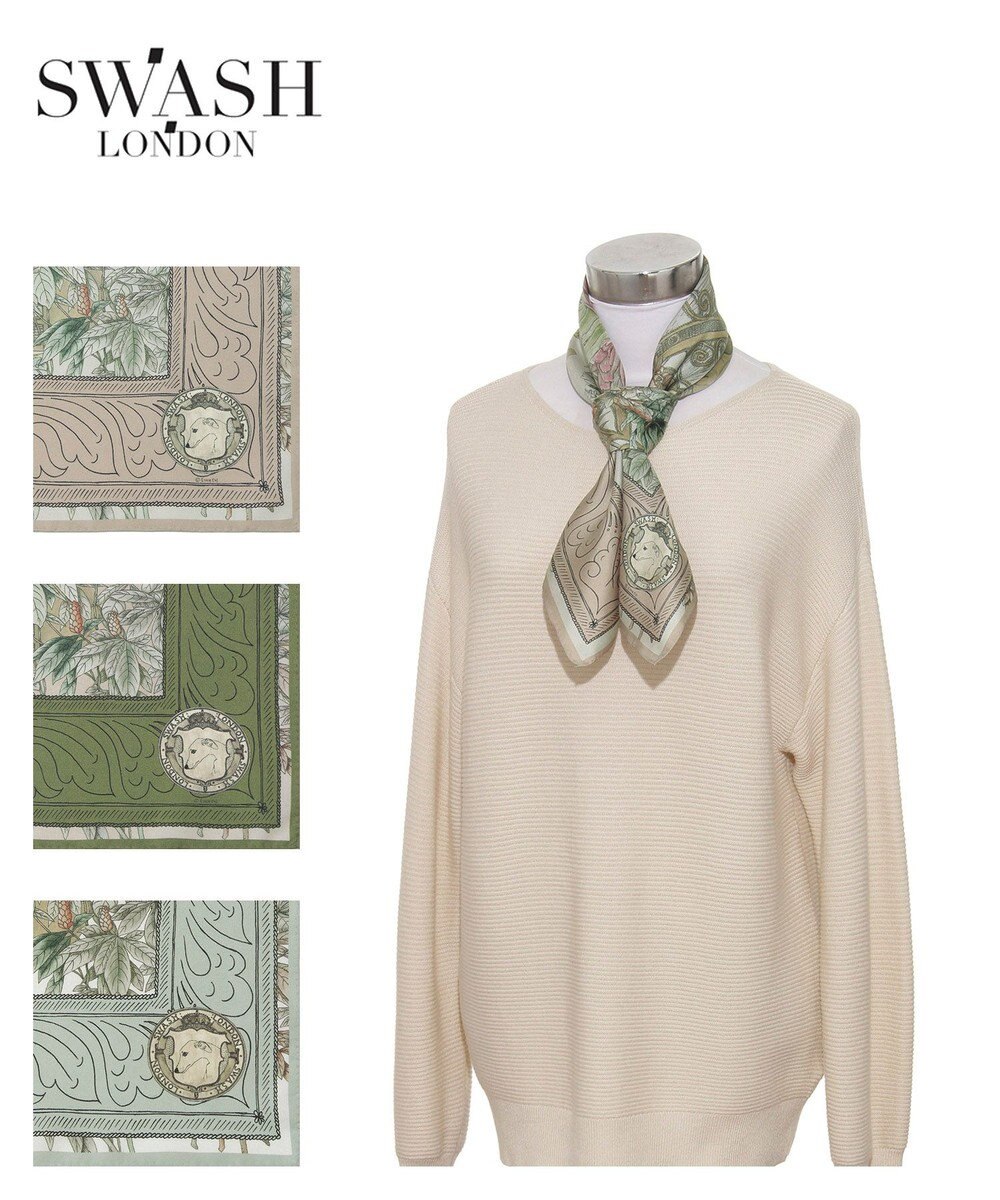 MOONBAT SWASH LONDON(スウォッシュロンドン） シルクツイルスカーフ GATE 68×68cm 日本製 