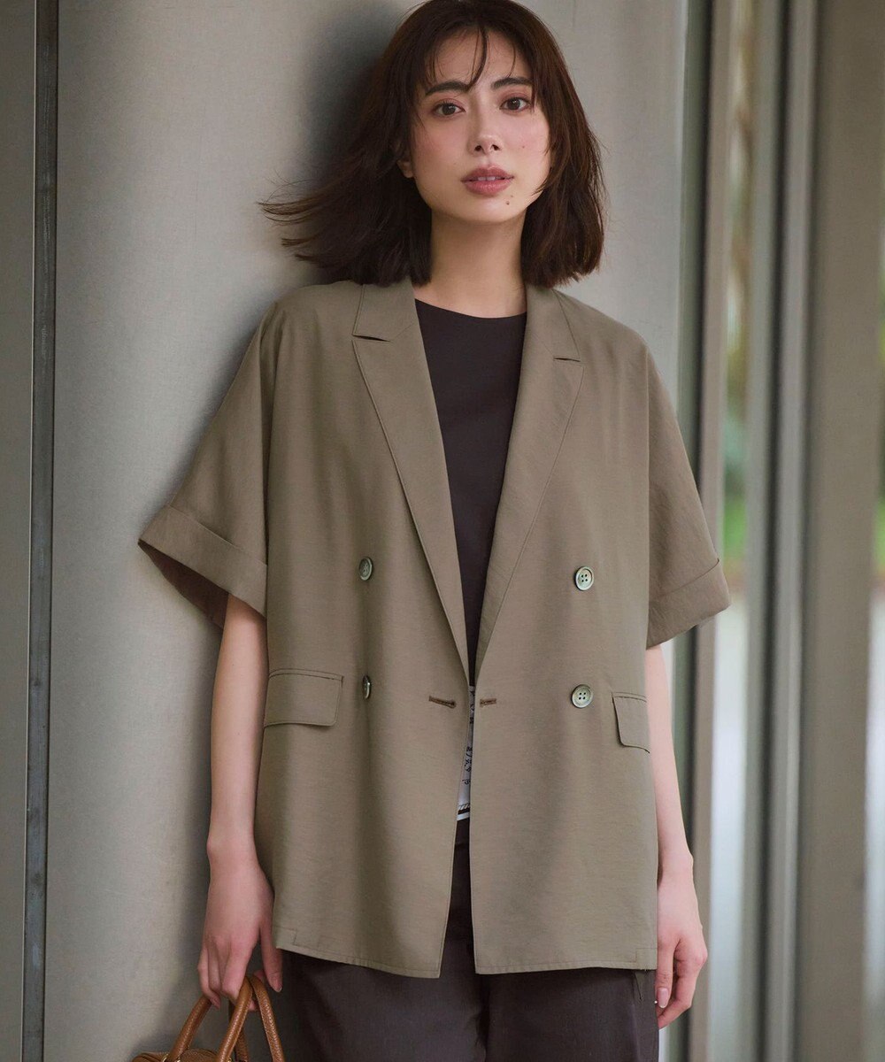 23区 L 【見上愛さん着用】シアータンブラー ハーフスリーブ ダブルジャケット 