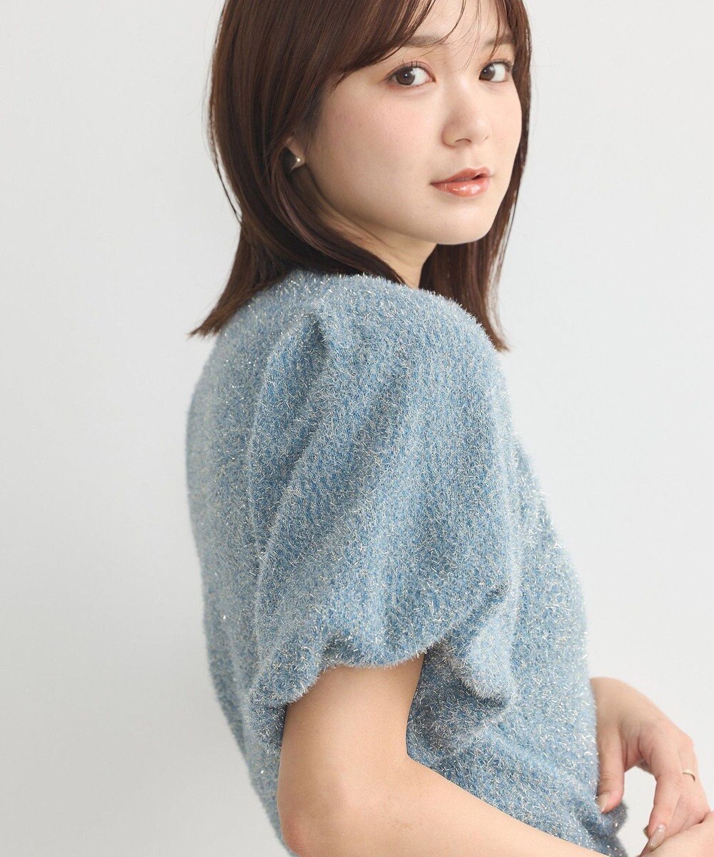 earth music&ecology ボリュームスリーブラメニットプルオーバー 