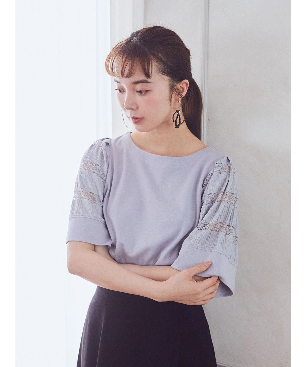 earth music&ecology フレア袖レースプルオーバー 