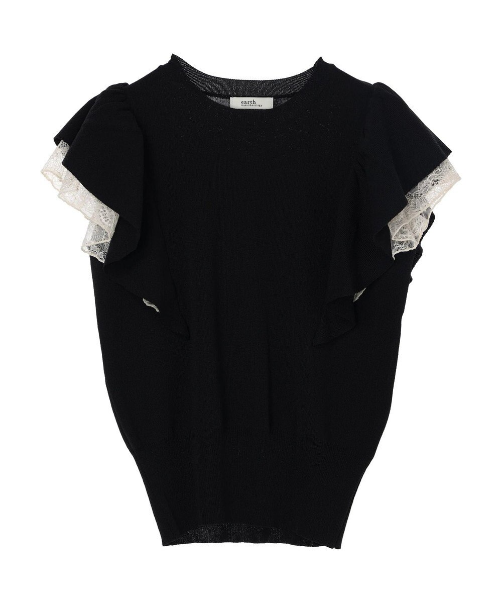 earth music&ecology レースドッキングフリルニットプルオーバー 