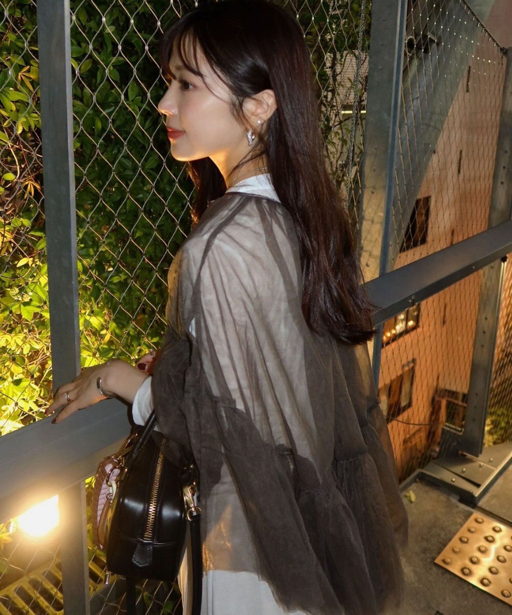 Green Parks リボンチュールデザインブラウス 