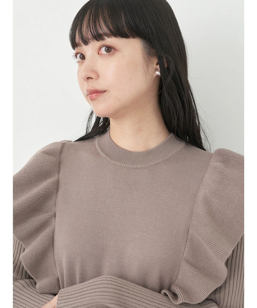 earth music&ecology ショルダーフリルニットワンピース 