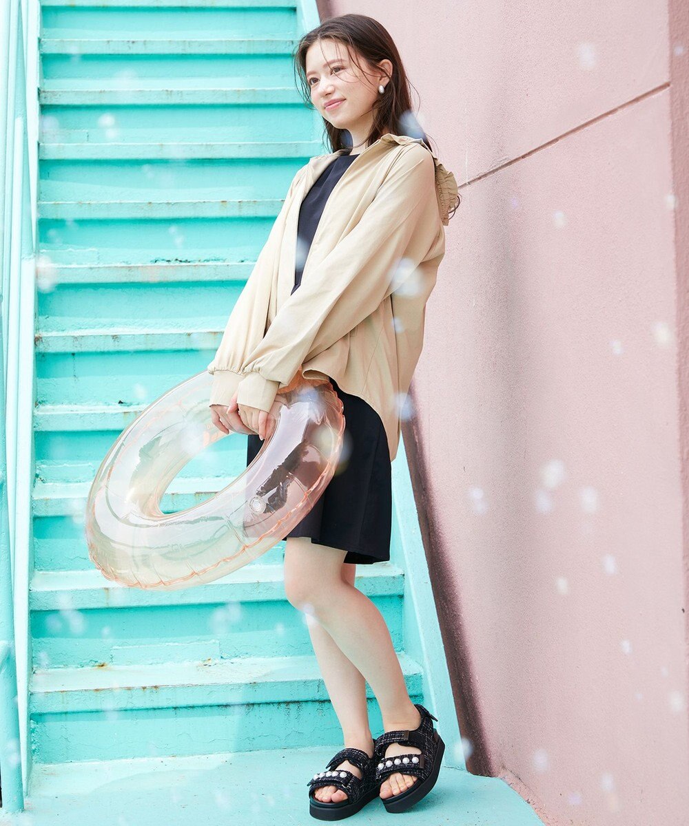 Feroux パールポイントツイード／キルティング サンダル 