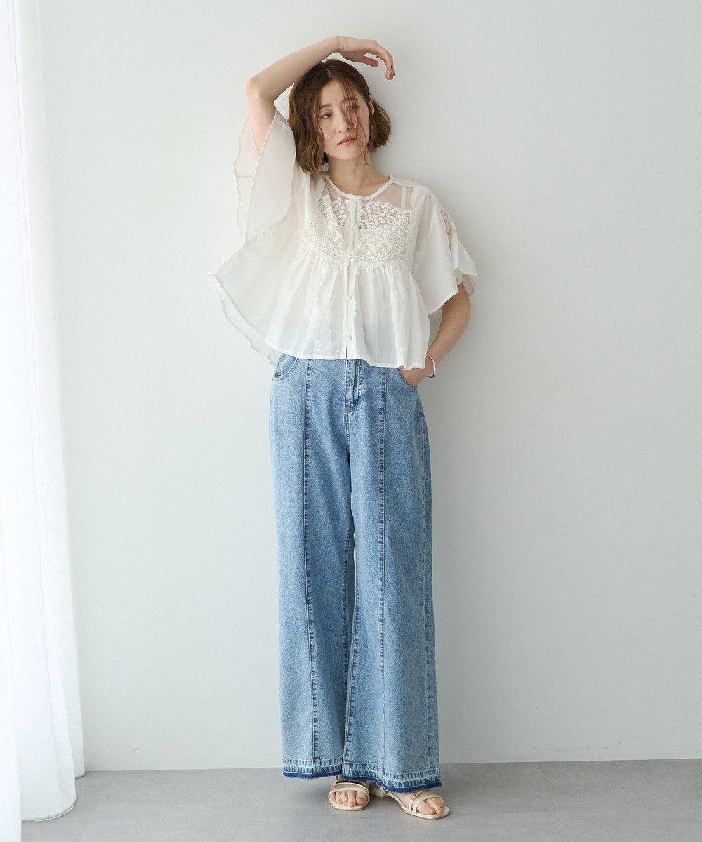 YECCA VECCA 刺繍レースブラウス 