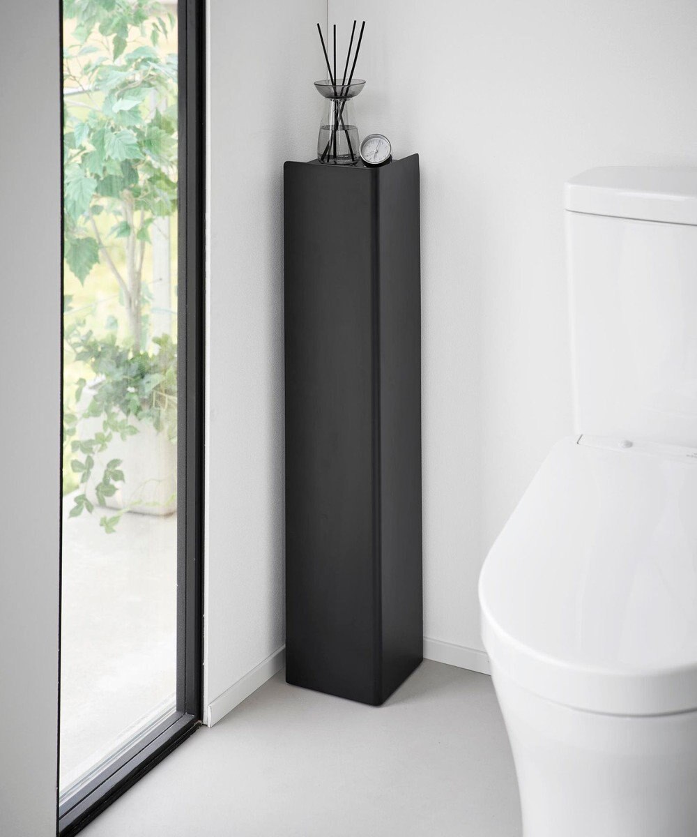 tower キャスター付きスリムトイレラック タワー ブラック 