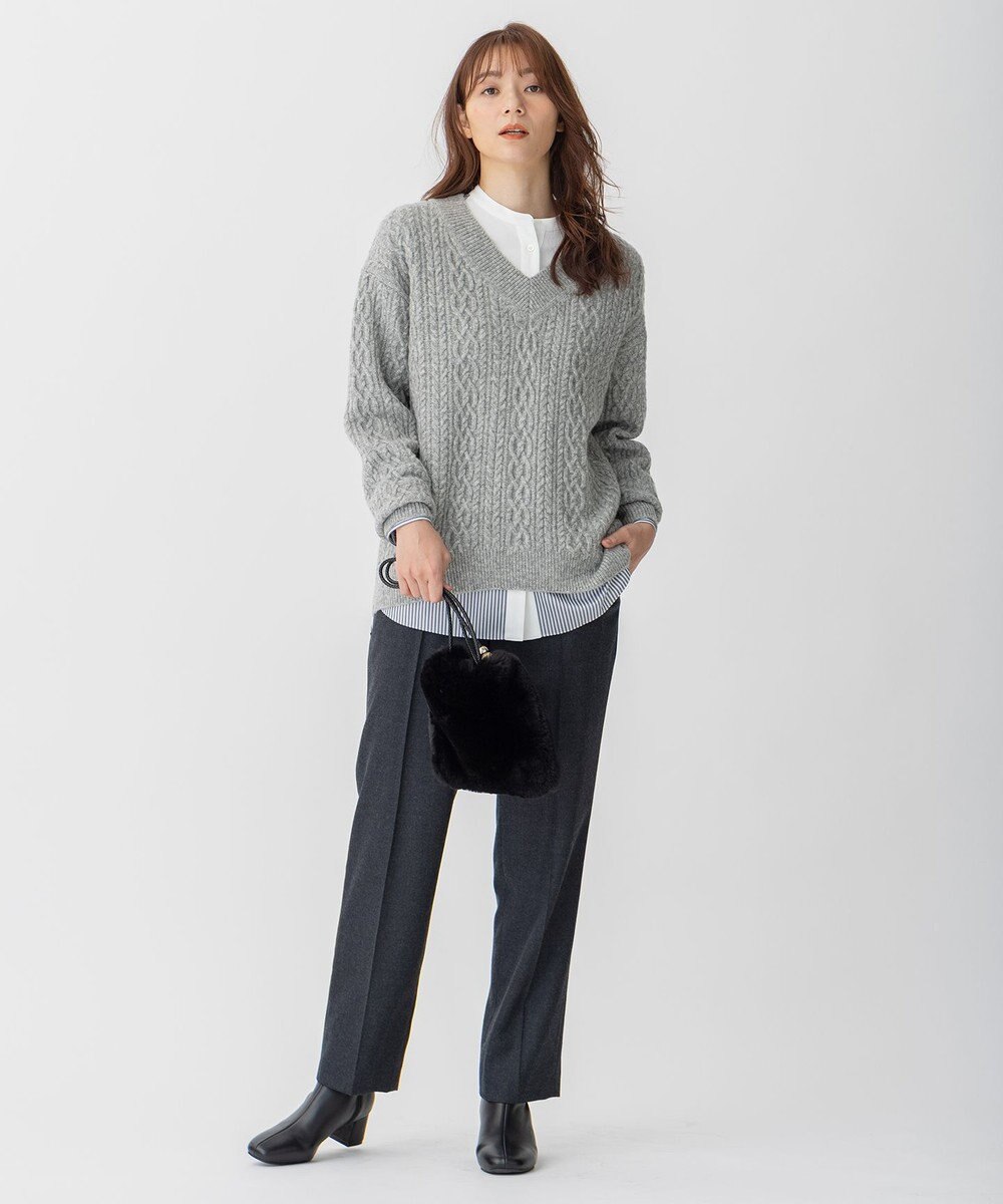 自由区 アランパターン Vネックニット 