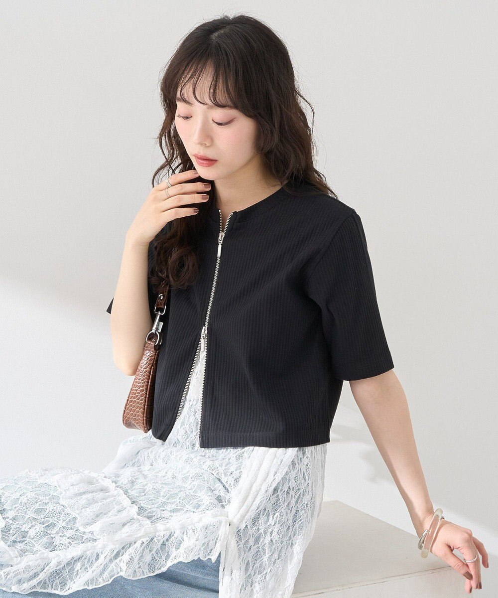 earth music&ecology カットリブＷジップカーディガン 