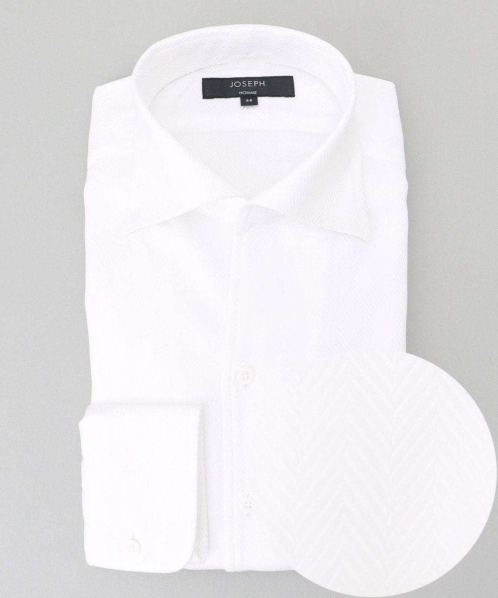 JOSEPH HOMME ツイルへリンボンクレイジー　イタリアンカラードレスシャツ 