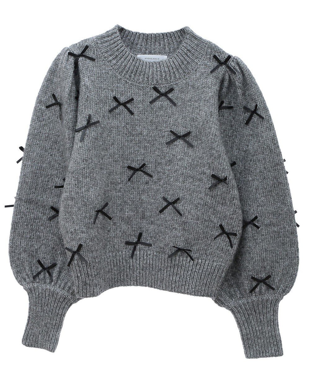 Green Parks ・ＡＮＤＳＥＡＲＣＨ　メニーリボンニットプルオーバー 