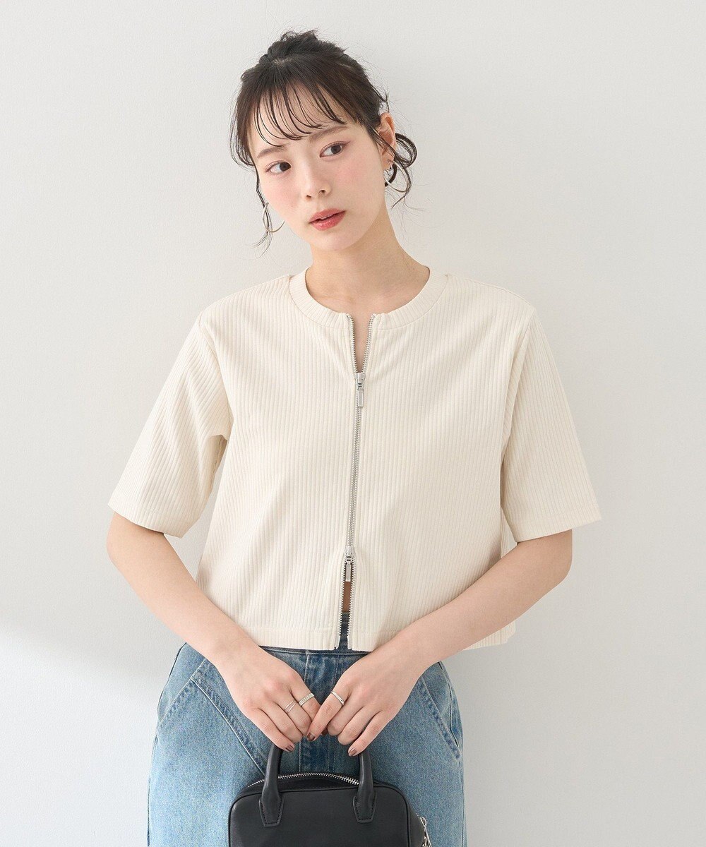 earth music&ecology カットリブＷジップカーディガン 